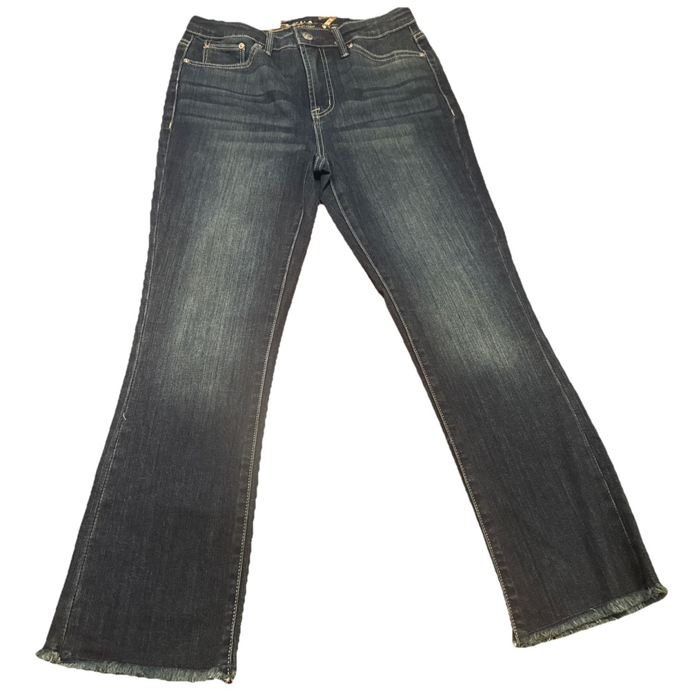 NWT Seven7 Fashion Jean‎ Fray Hem Size 6 — Mahone Blue Premium Stretch Denim